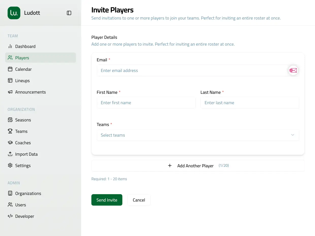 Player Invitation Flow